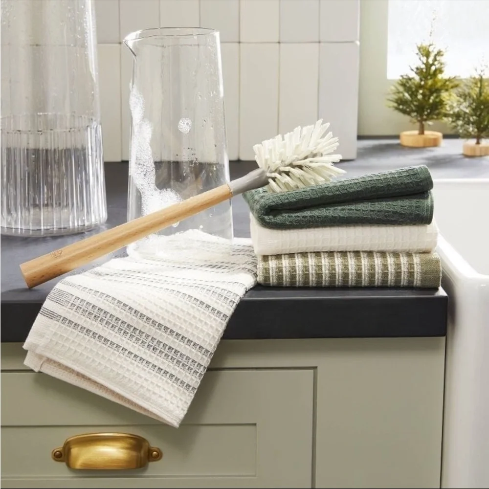 Set | 2-Count Green Stripe Kitchen Towels & Dish Cloth Set - Hearth & Hand